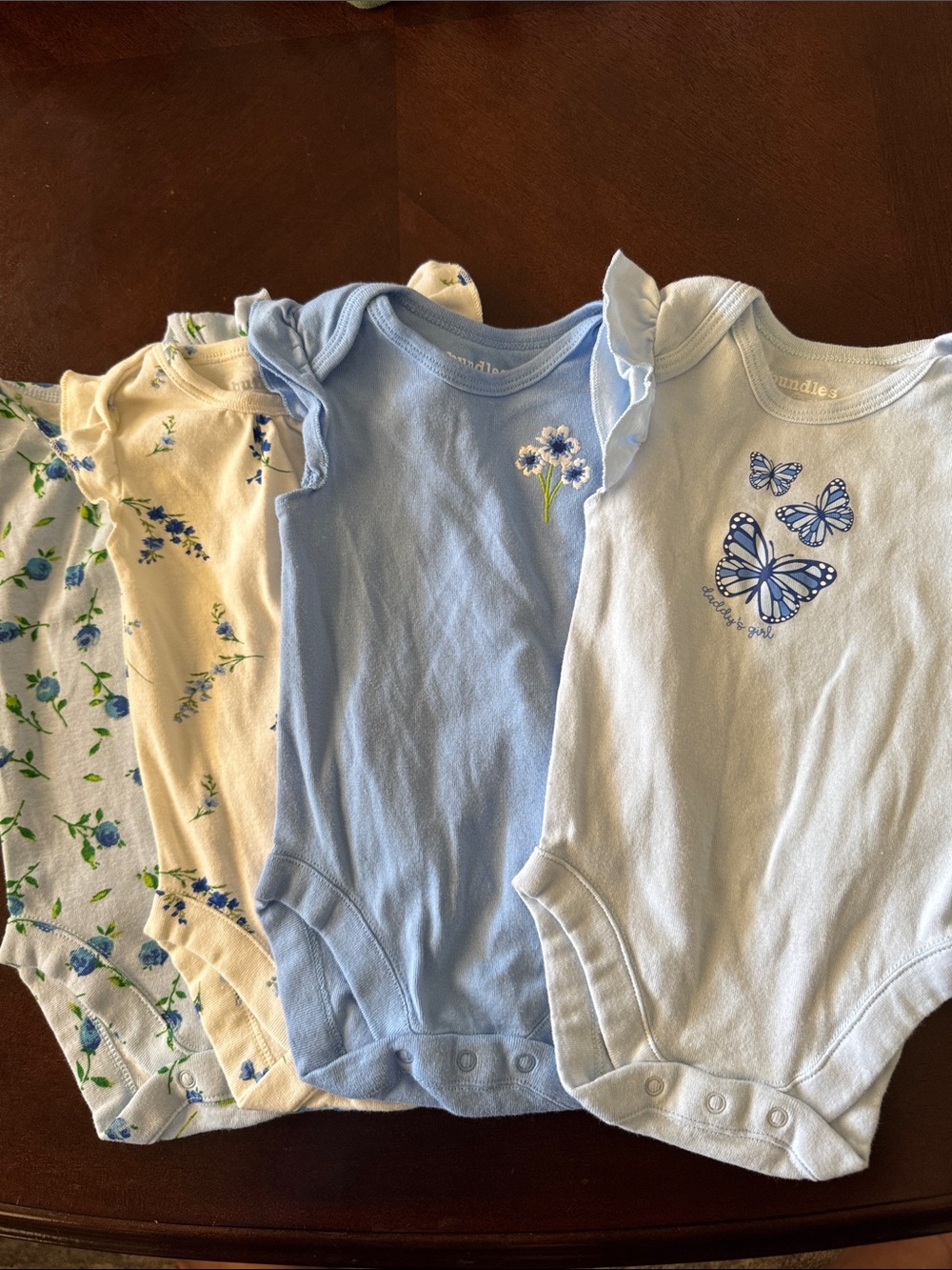 Baby Girls Blue Floral & Butterfly Bodysuit Set